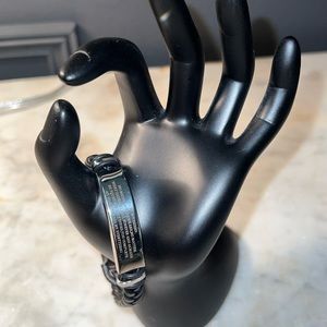 Silver Boyfriend Bracelet w/black band.